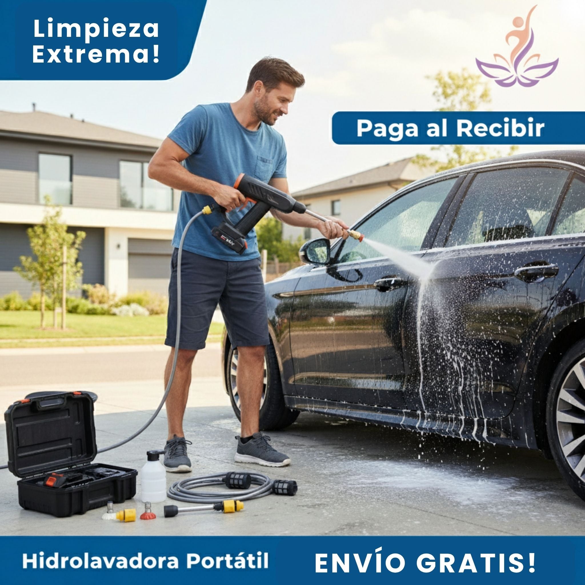 Hidrolavadora Portátil con Dos Baterías