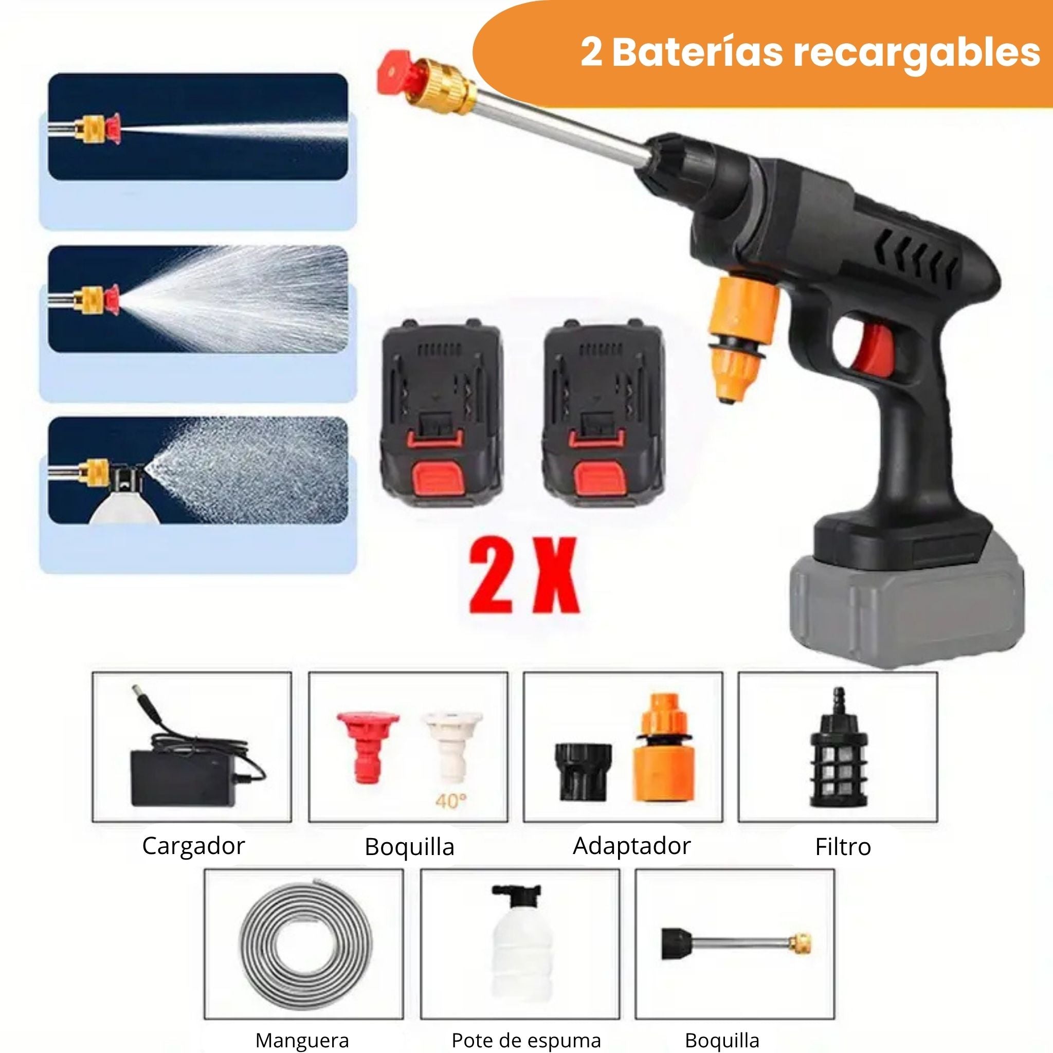 Hidrolavadora Portátil con Dos Baterías